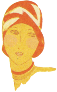 1920's hats. Orange and white cloche. Research Ruth Wade
